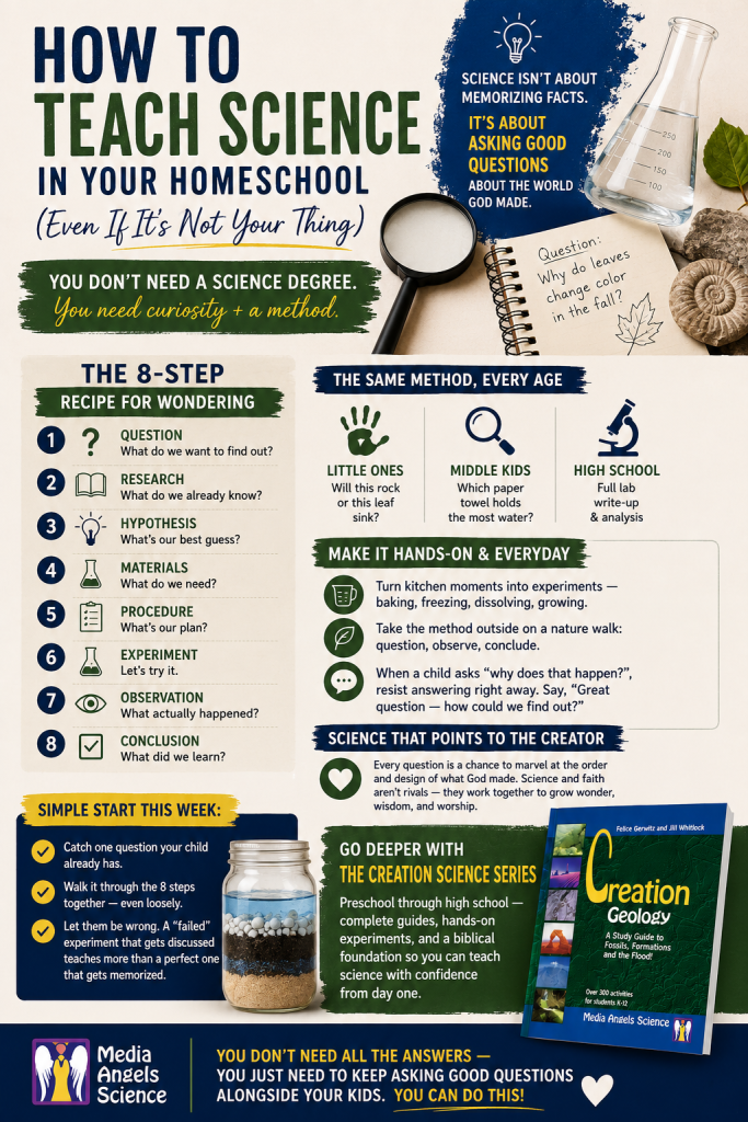 Not a "science person"? You can still teach science at home. A simple, confidence-building approach built around the scientific method — for real homeschool parents.